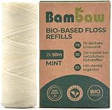 Bambaw Dental Floss Mint Green 50 m Vegan Zero Waste Refillable Box view 1