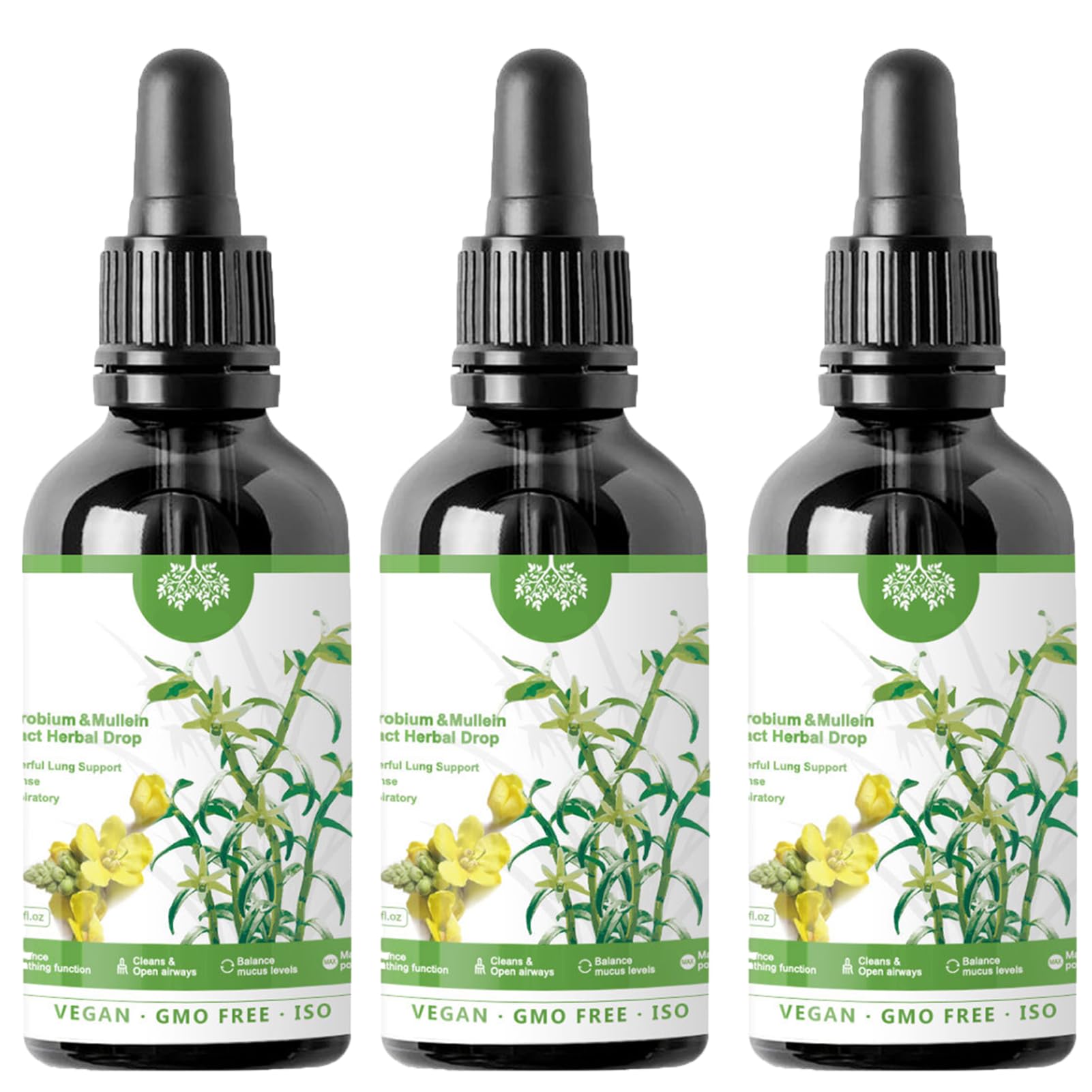 3PCS Clearbreath Dendrobium & Mullein Extract Drops, Herbal Botanical Blend, Daily Plant-Based Liquid Supplement, Easy-to-Use Dropper Formula