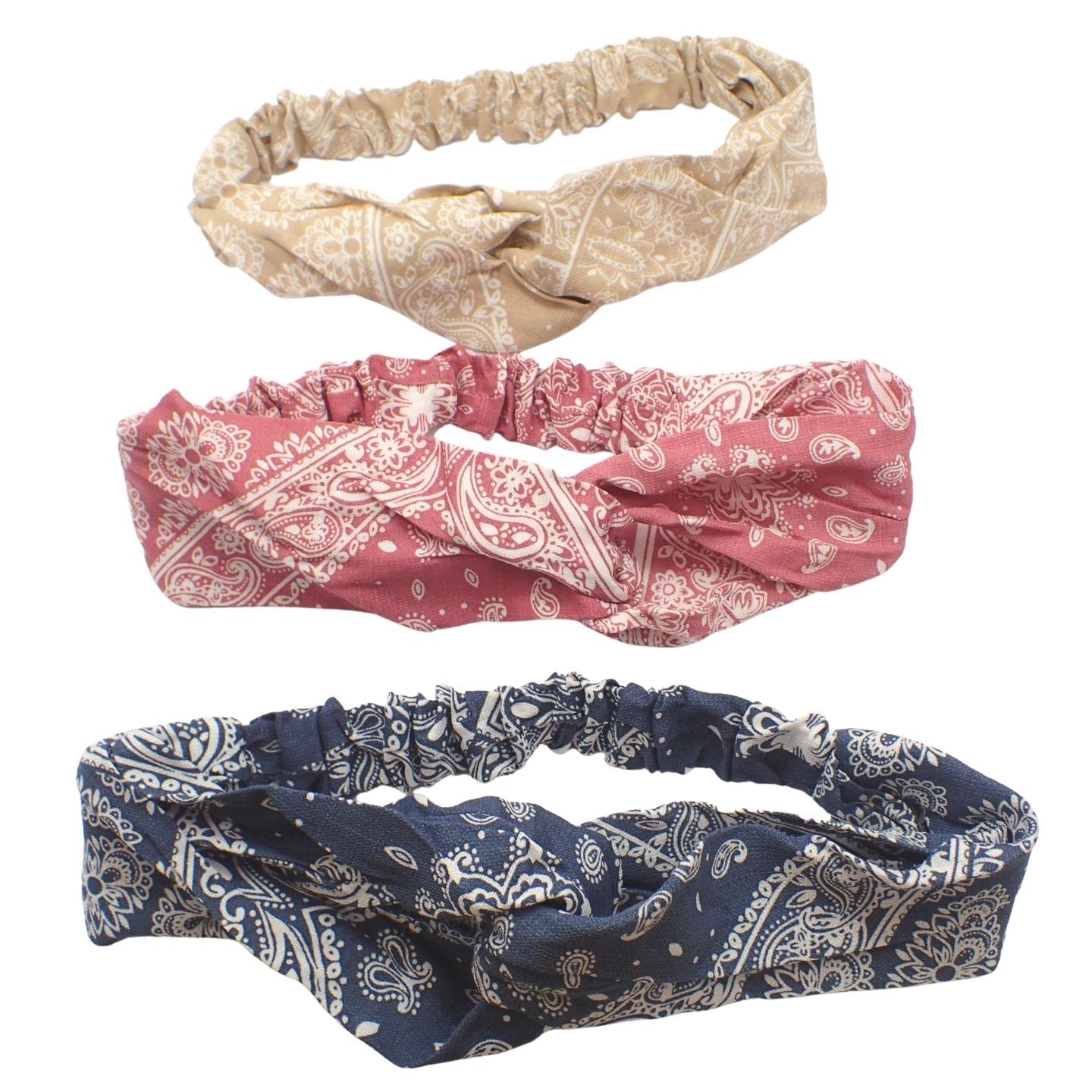 Topkids Accessories Hair Headband Bandeau Headbands Hairband Cross Knot Knotted Headband Leopard Print Headband Hair Bandeau Polka Dot Headband Bandeau For Women, Ladies, Men (Bohemian Paisley Print)