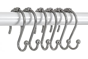 Home Beyond & HB design - Metal Shower Curtain Hooks Set - Rust Resistant Stainless Heavy Duty Shower Curtain Rings for Showe