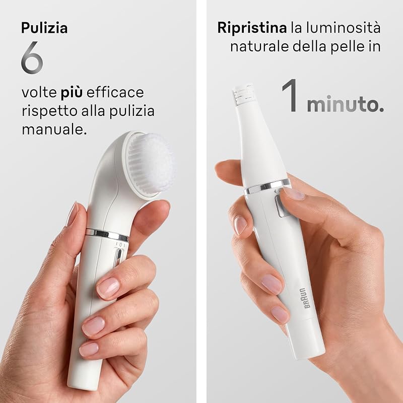 FaceSpa Epilatore Viso Donna con Spazzola di Pulizia, 851V Bianco