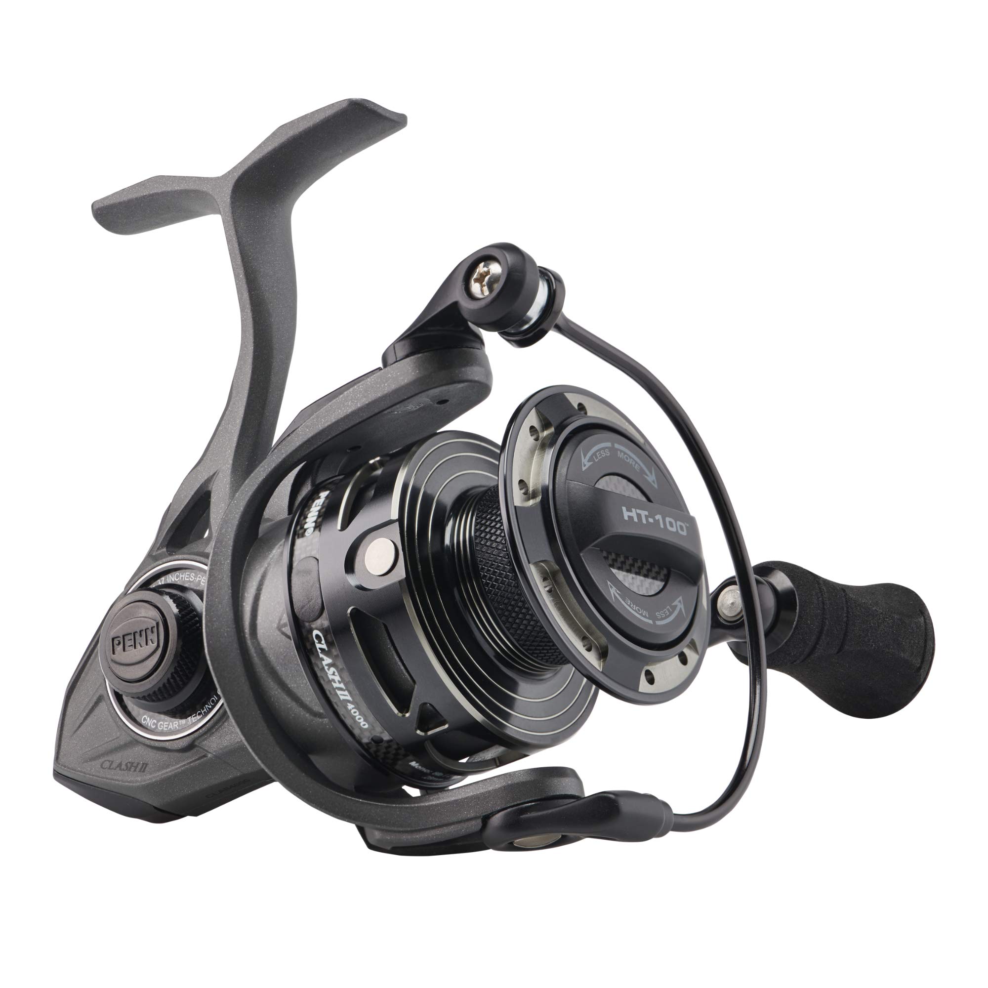 Penn 2020 Clash II, Size 4000, Saltwater Spinning Fishing Reel, Front Drag, Ambidextrous, CLAII4000, 1522160, Grey/Black