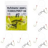 Xuov Seabass/Porgy Rig, 6-Pack, Gold Baitholder Hooks, Size #1#2#4 | Hand-Tied Double Drop, Saltwater Bottom Fishing Rigs, 50lb or 40lb Mono Leader, 3-Way Swivel, For Scup Sea bass