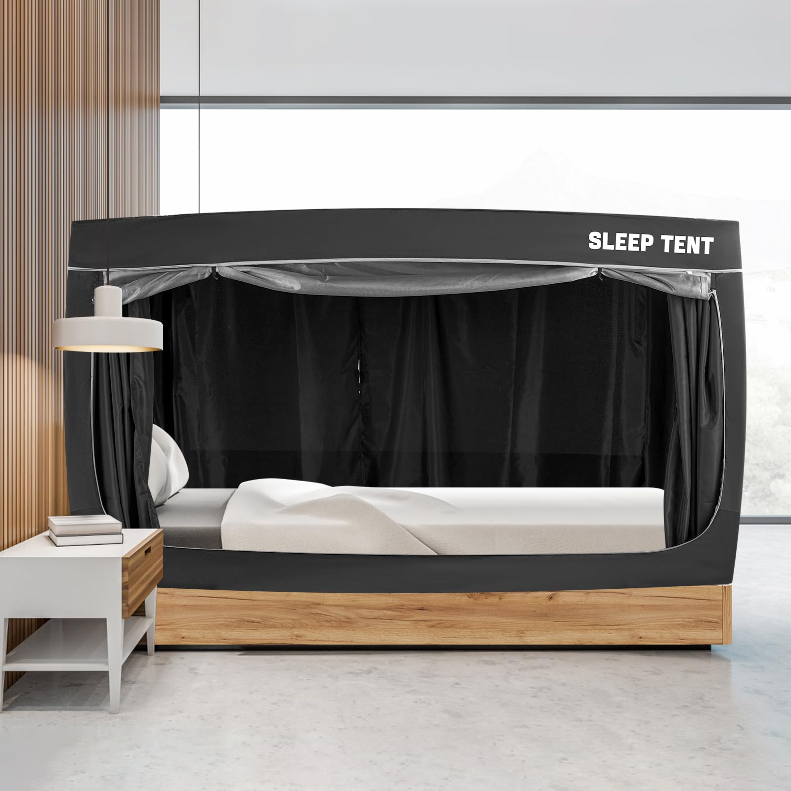 Photo 1 of BORNA Bed Canopy for Adults and Kids, Indoor Portable Privacy Tent with 4 Doors (Full Size)