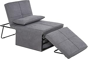 HOMCOM 4 in 1 Multi Function Folding Single Sofa Bed with Ottoman Sleeper Adjustable Backrest Lounger Convertible Upholstered Couch for Living Room Small Space, Grey