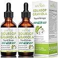 2 Pack Soursop Graviola Liquid Drops - 2000mg Pure Soursop Extract Blended with 300mg Sea Moss & 100mg Elderberry - Powerful Cell Support, Antioxidant-Rich, Immune-Boosting - 4 Fl Oz (120ml) Bottle