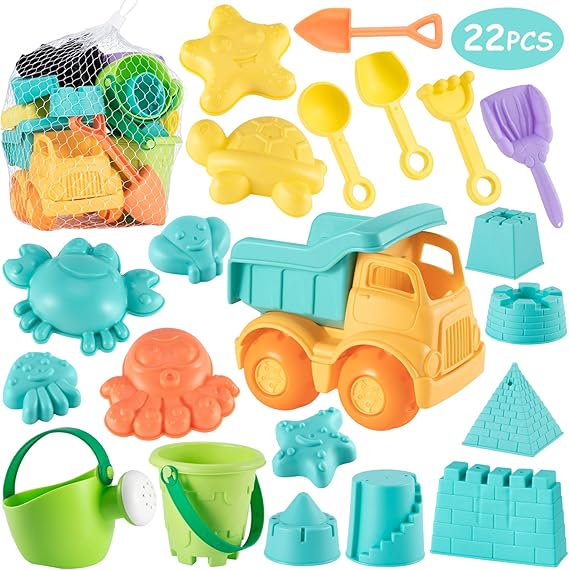 Beach Sand Toys Set for Kids 22Pcs Sand Toys with Mesh