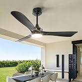 Amico 52 Inch Ceiling Fans with Lights and Remote, 3 ABS Blade, Black | Downrod Mount, 3CCT LED Dimmable light, 6 Speeds, Quiet Reversible Motor, Bedroom, Kitchen, Indoor and Covered Outdoor Areas