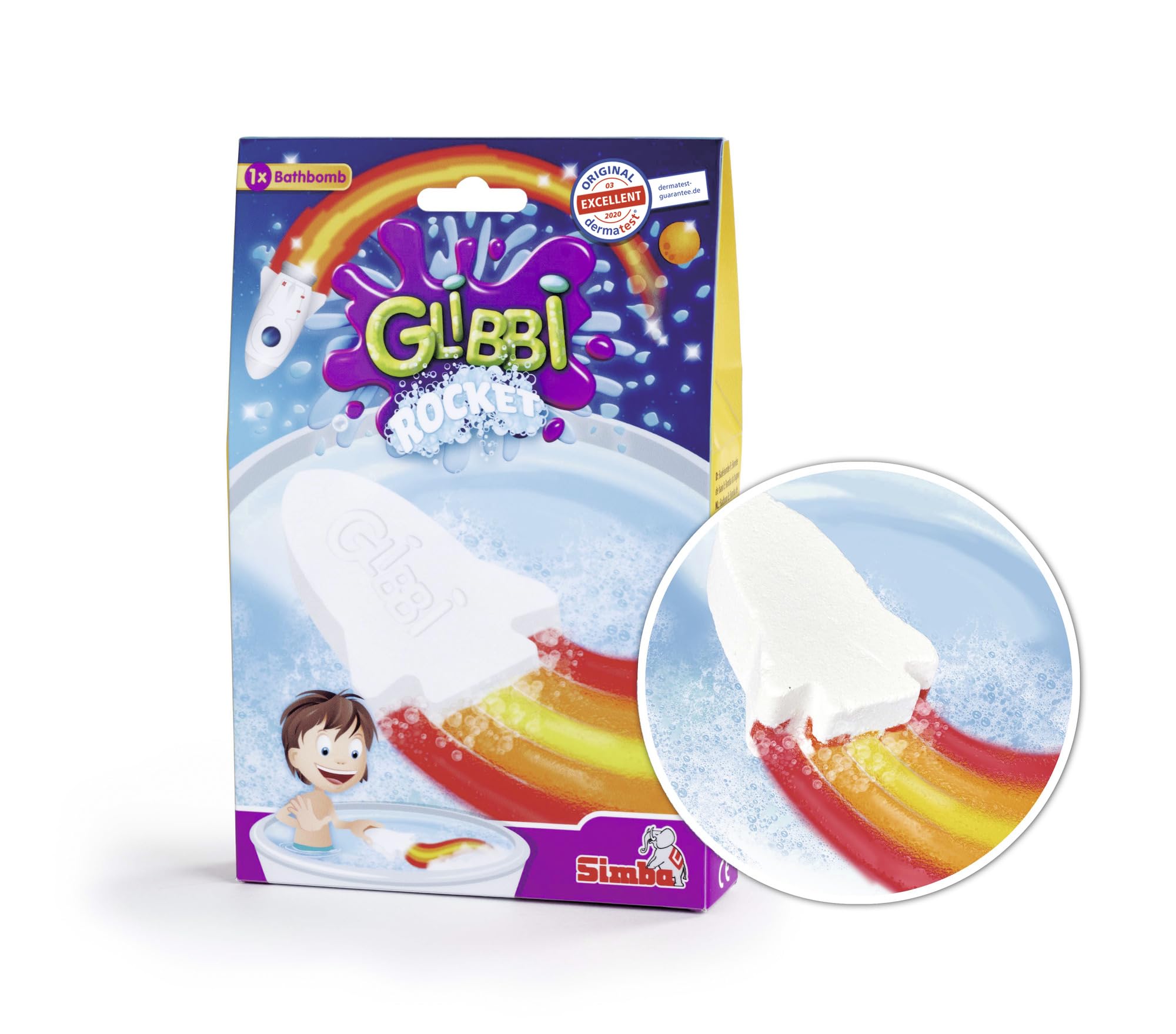 Simba Glibbi Rocket, 105953541 Bath Toy, Colourful Foam for the Bath, Bath Bomb, Rocket, Bath Fun, from 3 Years
