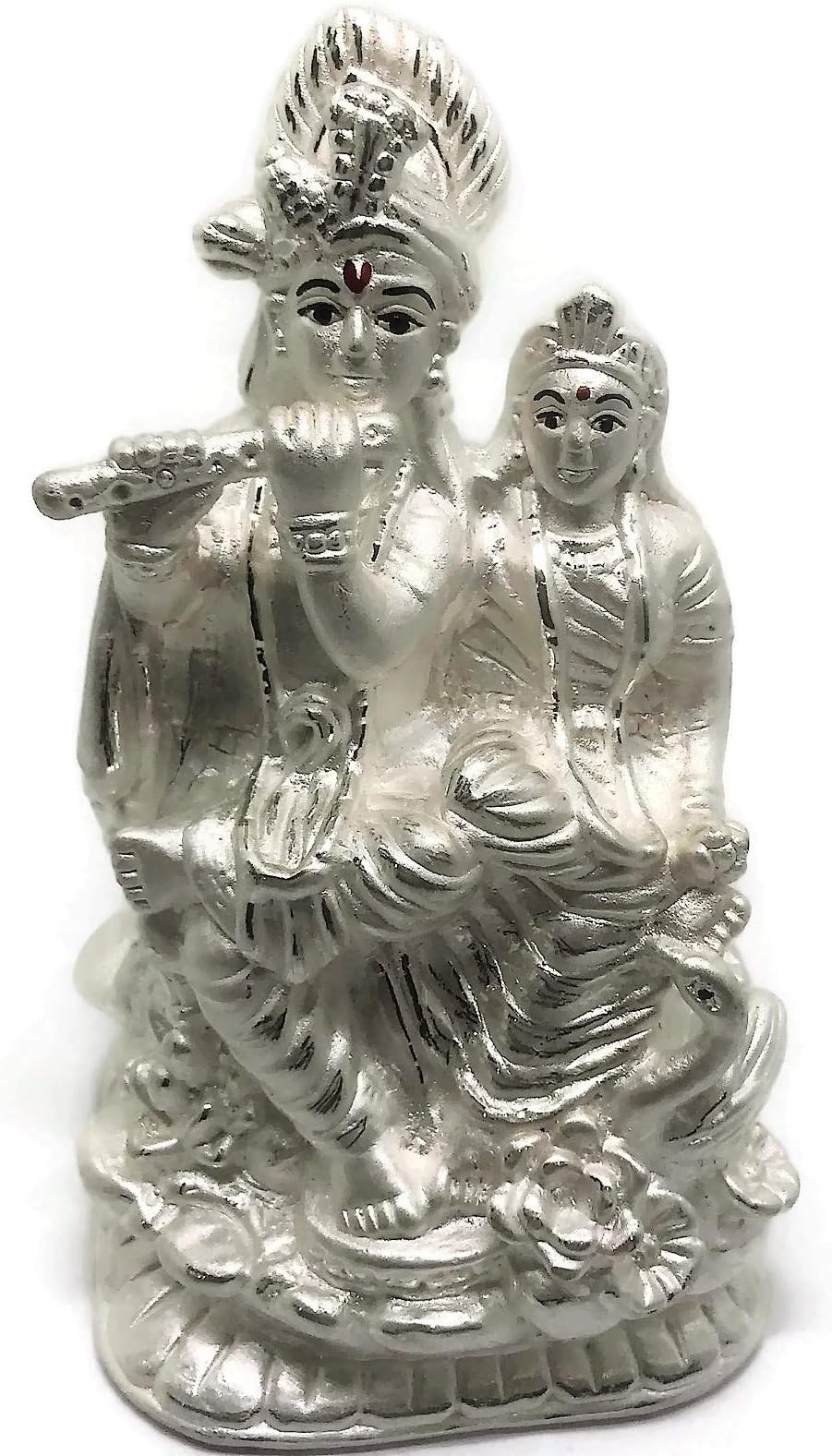 Balaji LLC Handmade Radha Krishna Pure Silver (99.5%) Idol/Statue/Murti (Figurine# 01)
