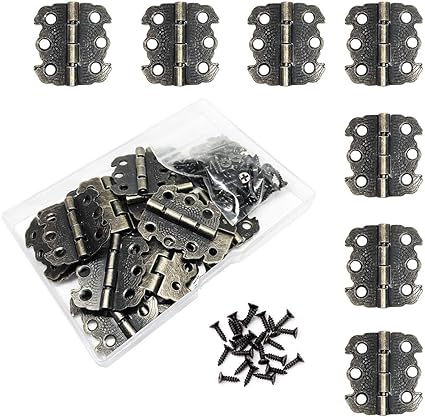 Juland 20 Piezas Mini bisagras de diseños grabados Retro Antiguas con