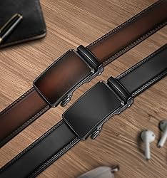 KEMISANT Men Belt 2 Pack, Leather Ratchet Belt Easy