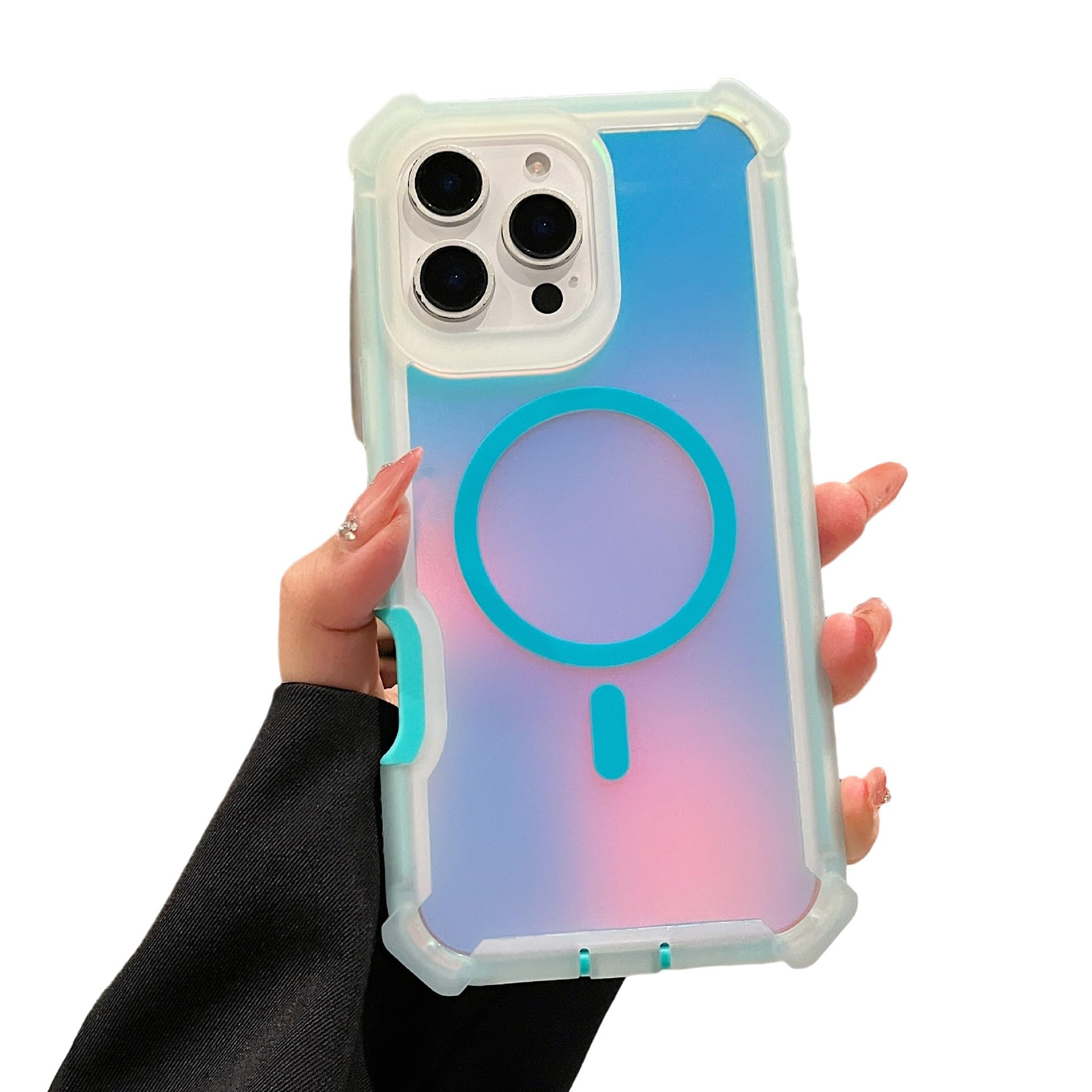 Photo 1 of ****SIMILAR ITEM****Heavy Duty Protection Four Corners Shockproof Laser Magnetic Phone Case for iPhone, Compatible with MagSafe (Green,iPhone 16 Pro Max)