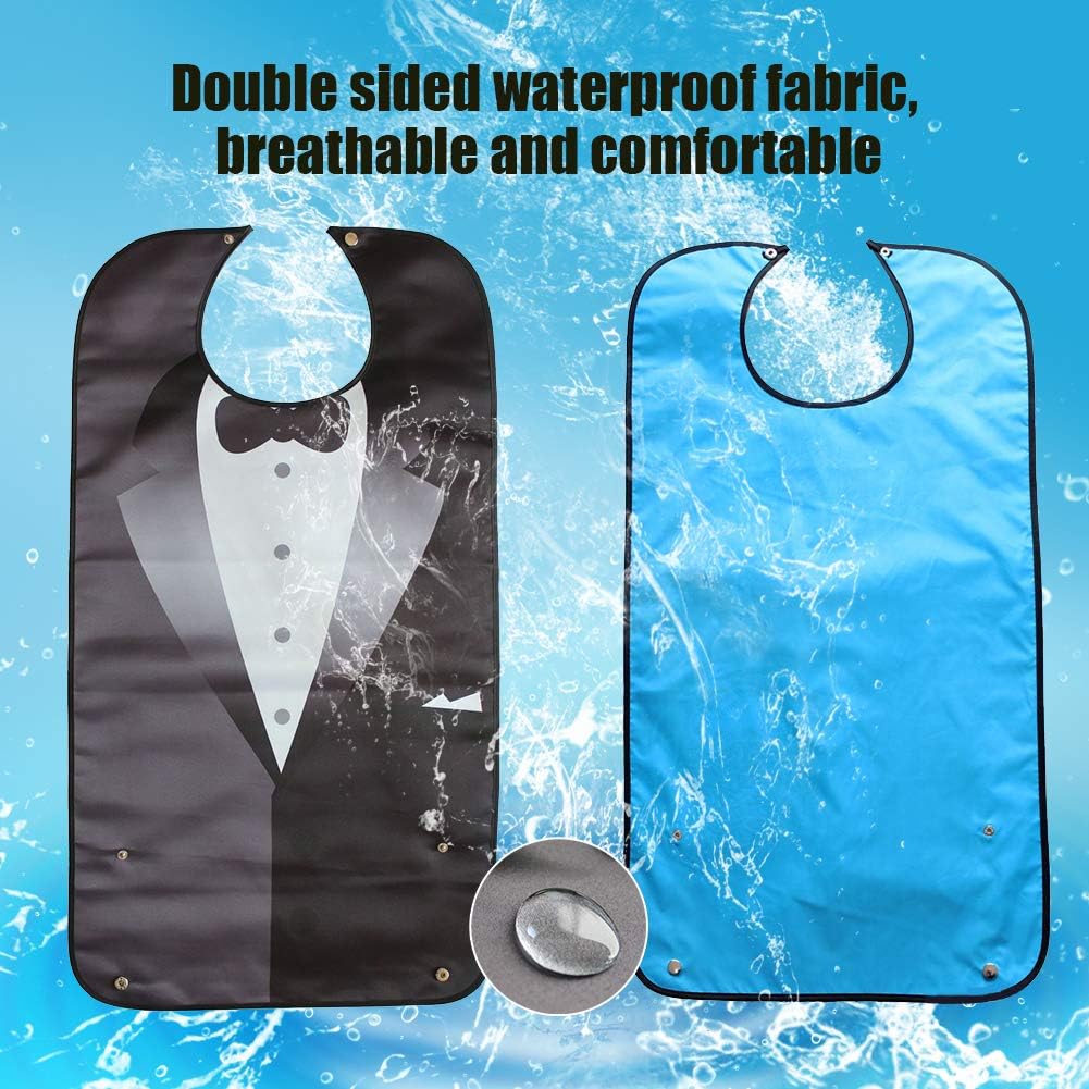 EQLEF Bibs for Adult Funny Suit Adult Bibs for Men Waterproof Bandana Elderly Bibs for Eating- 1 Pcs, Black, 33.8 * 18.1in (46 * 86cm) - Image 4
