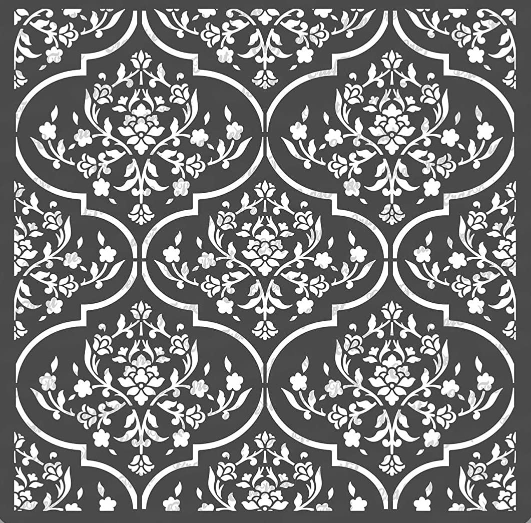 CrafTreat Reusable Moroccan Floral Trellis Stencils - 12x12 Inch - For Walls, Furniture, Scrapbooking & Card Making