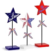 7 Pcs 4th Of July Wooden Sign Decor - Patriotic Tiered Tray Decorations For Independence Day