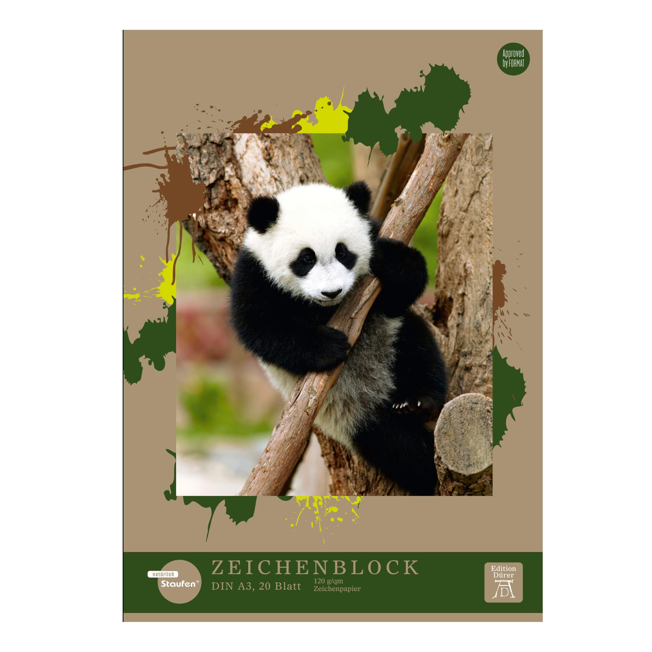 Staufen Edition Dürer Drawing Pad, DIN A3, 20 Sheets, Glued, Premium White 120 g/m² Drawing Paper, 2 Different Designs, Pack of 3, White