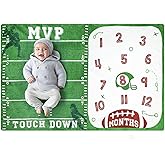Gicoherero Football Baby Monthly Milestone Blanket Sports Month Blankets Growth Chart Nursery Swaddling Blankets Gift Ideas for Newborn Baby Shower Photography Background Prop Soft Plush