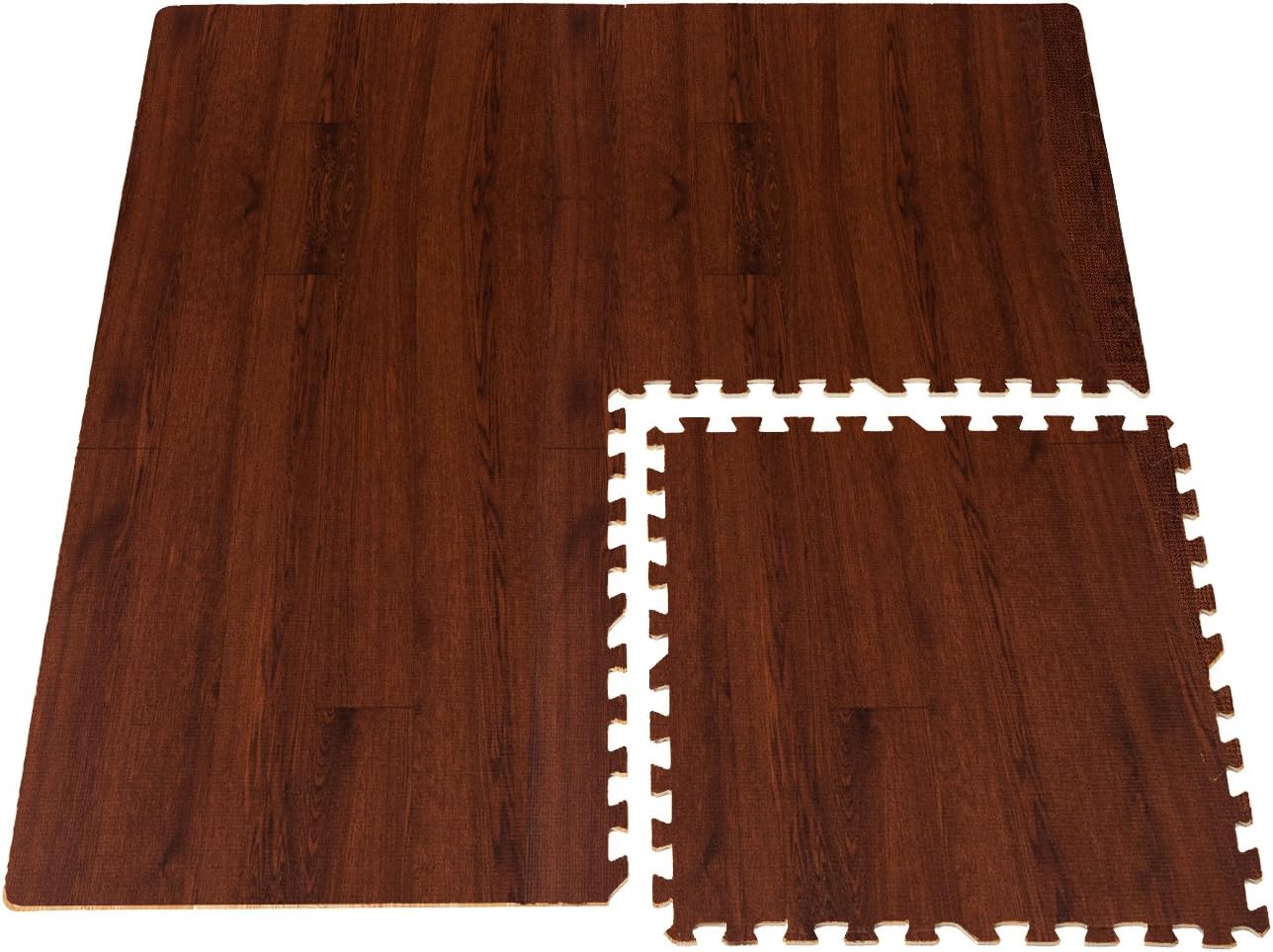 Sorbus Wood Floor Mats Foam Interlocking Wood Mats Each Tile 4 Square Feet 3/8-Inch Thick Puzzle Wood Tiles with Borders – for Home Office Playroom Basement (12 Tiles 48 Sq ft, Wood Grain - Gray) : Sports & Outdoors