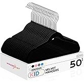 HOUSE DAY 14 Inch Kids Velvet Hangers 50 Pack, Durable Big Kid Hangers for Youth, Teen, Non Slip Kids Felt Hanger, Cute Childrens Hanger for Closet, Black