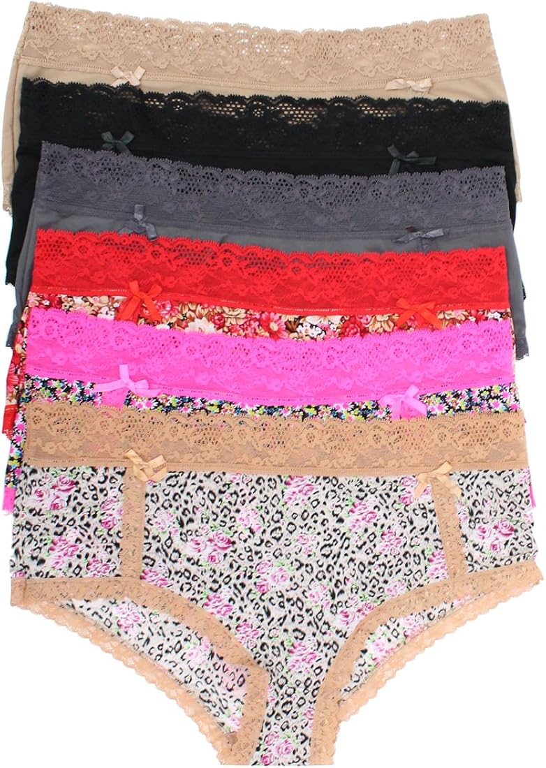 12 Pack Floral Print Lace Trim Panties (4XL) at Amazon Women’s Clothing