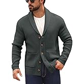 Runcati Mens Shawl Collar Cardigan Sweater Button Down Ribbed Knit Sweaters Chunky Casual Cardigan with Pockets