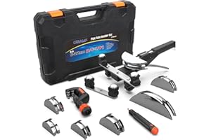CARVALAX Aluminum Pipe Tube Bender Set,LITE MODEL (No Reverse) with 7 Electroplated Bender Heads, for 1/4” to 7/8” O.D, 90° Ratcheting Tubing Bender for HAVC, Air Conditioning, and Hydraulic Work
