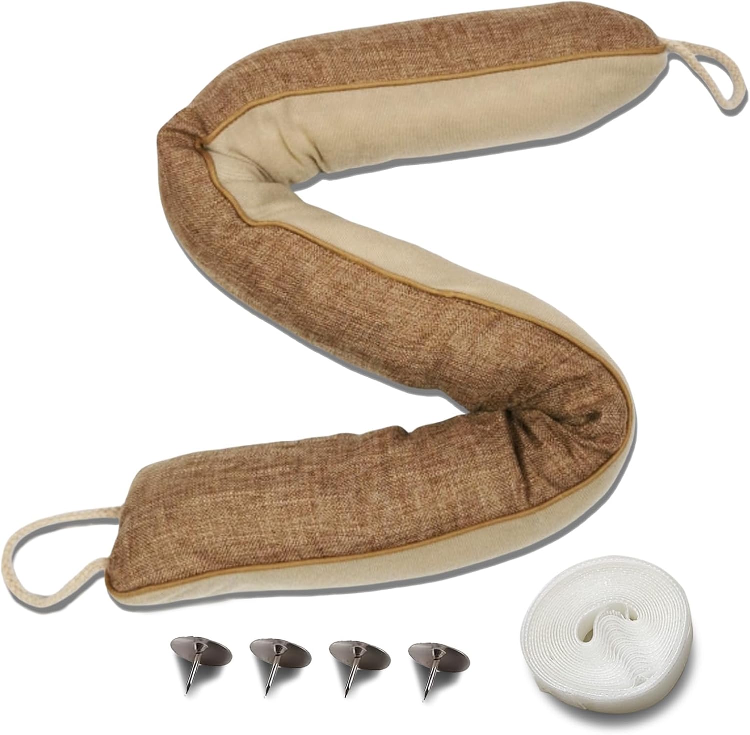 Draft Stoppers - Weighted Door Draft Stopper Under Door Noise Air Stopper Draft Stoppers for Door Bottom 36'' Under Door Gap Cold Air, Light, Noise Sound Odor & Dust Blocker Guard with Hook Tape (Brown)