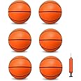Umnodobn 5 Inch PVC Mini Basketball for Indoor Hoops, Soft 5" Rubber Small Repacement Ball for Over Door Basketball Hoop Sets, Little Basketballs for Kids Orange(6 PCS with Air Pump)