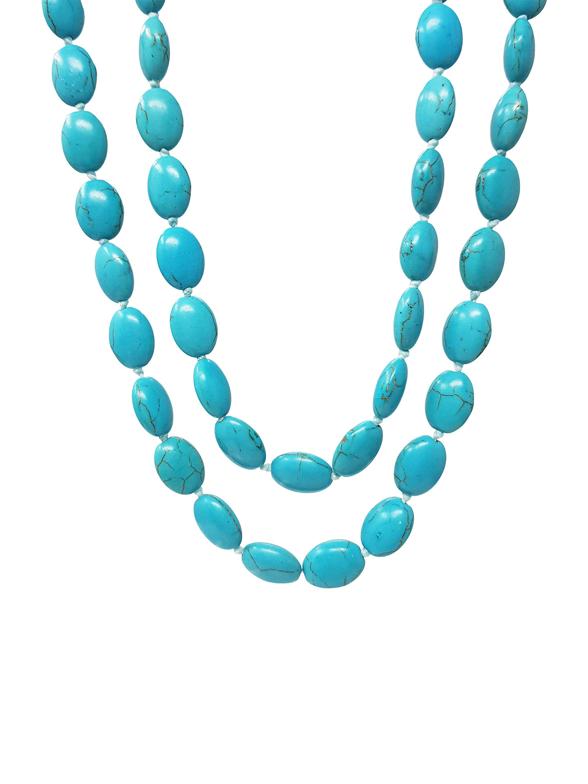 Treasure Bay Stunning Turquoise Gemstone Necklace for Women 120cm Long Sweater Chain Necklace