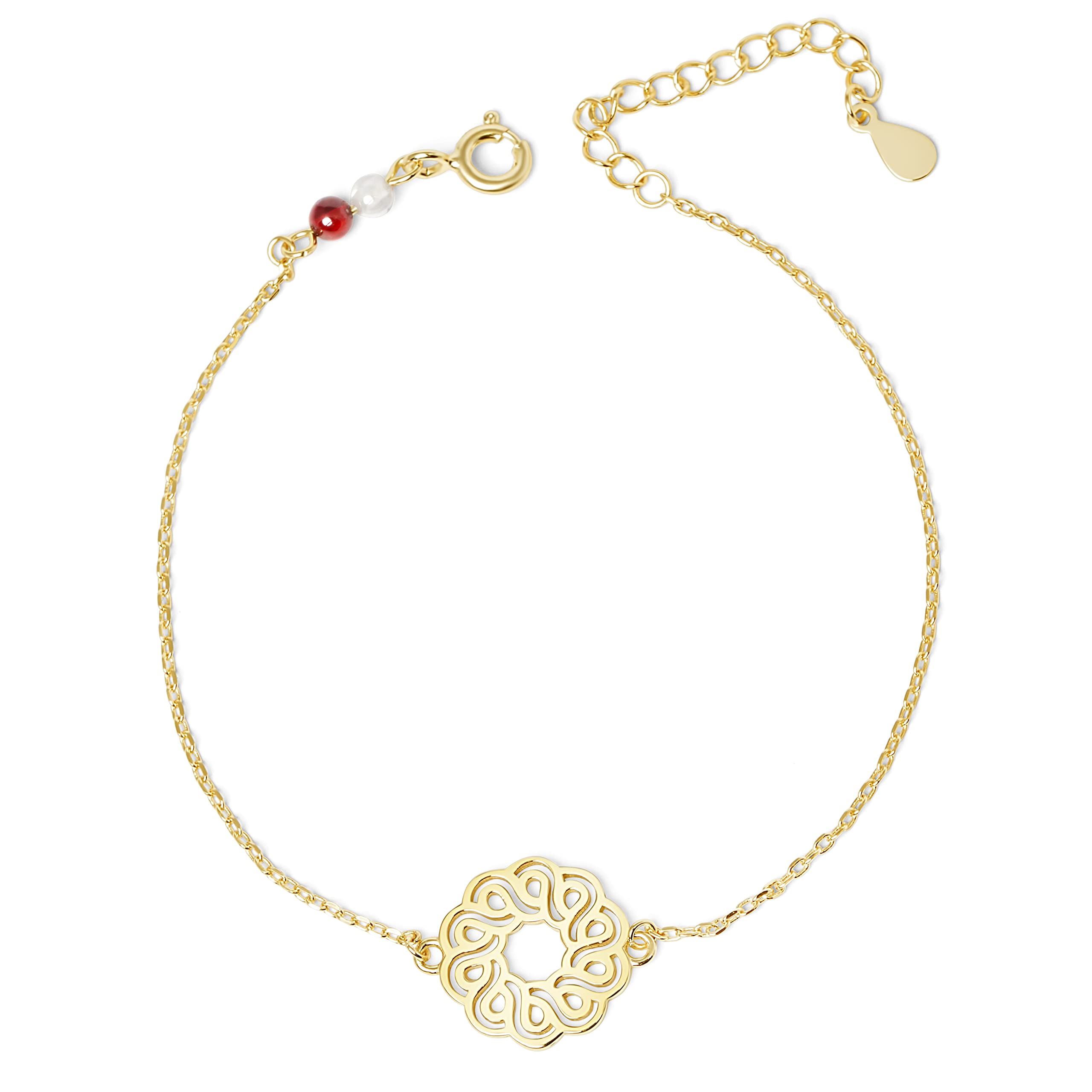 Women’s 925 Sterling Silver Gold-Plated Petrona Bracelet with a Flower Pendant, a Great Gift or Present for Ladies