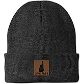 Chowdaheadz Live Free New Hampshire Leather Patch Cuff Knit - Unisex Winter Hat