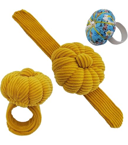 Velvet Wrist Pin Cushion - Adjustable Pumpkin Shaped Sewing Accessory