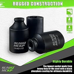 SUNHZMCKP 1/2 Inch Deep Drive Impact Socket, SAE