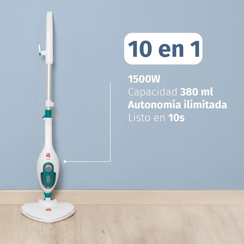 Steamclean Multi 10 Max Mopa/Limpiador a Vapor Multifunción 10 en 1, 1500W, Elimina 99,9% de Virus y Bacterias, Limpieza sin Químicos ni Abrasivo, Vaporeta Hogar, Limpiador Tapicerias