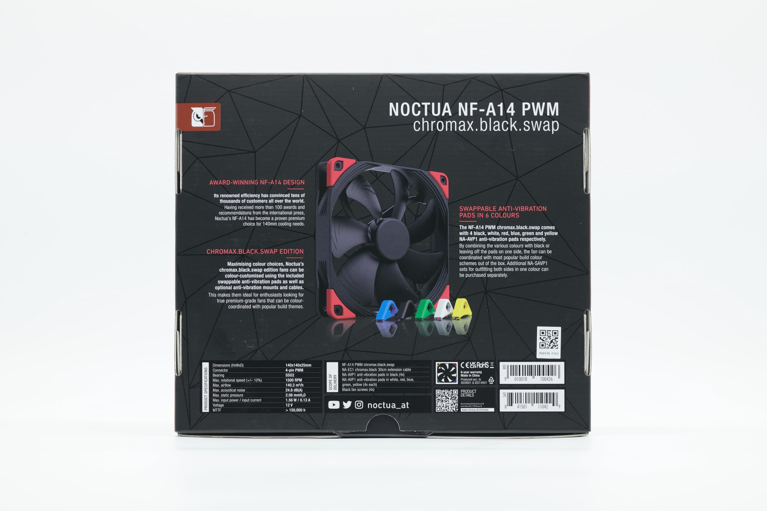 Noctua NF-A14 PWM chromax.Black.swap, Premium Quiet Fan, 4-Pin (140mm, Black)