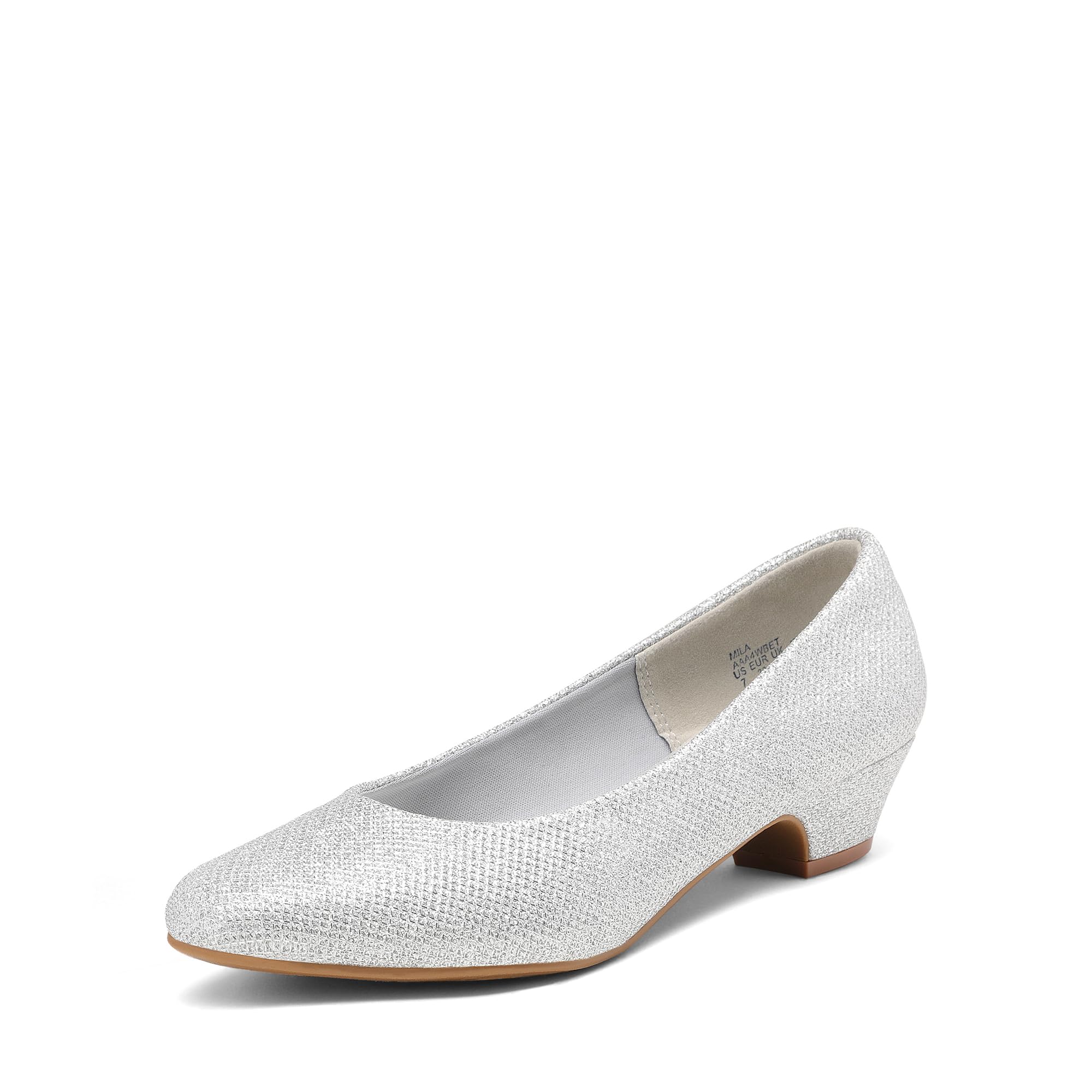 Photo 1 of DREAM PAIRS Women's Mila Low Chunky Heel Pump Shoes,Size 8,Silver/Glitter,Mila
