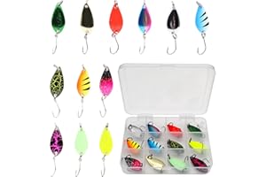 FREGITO Fishing Lures,Fishing Spoons, Colorful Casting Fishing Spinner Hard Baits Tackle Single Hook for Trout Bass Salmon Freshwater Saltwater with Metal Hooks