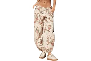 Anoumcy Leopard Pants Women Baggy Sweatpants Casual Cheetah Print Lounge Barrel Pants Trousers with Pockets