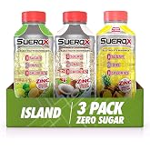 SueroX Sugar Free Electrolyte Drink, Island Pack, 21.3 Fl Oz, 3 Count | Sports Drink with 8 Ions, Zero Sugar, Zero Calories, Hydration &amp; Recovery