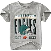 CM C&M WODRO Toddler Boy Girl Football T-Shirt Funny Football Team Shirt Game Day Outfit Kids Short Sleeve Sport Fans Tee Top