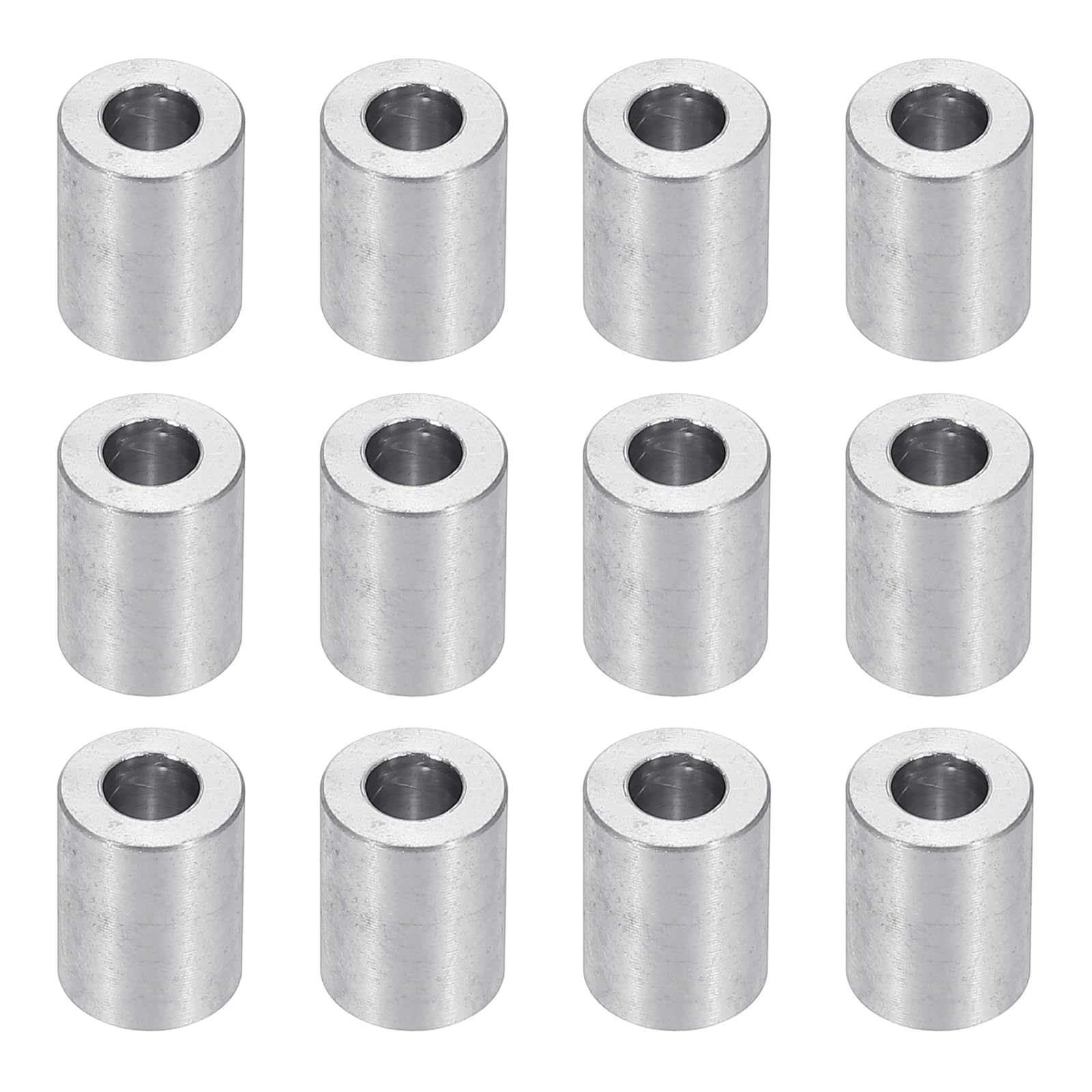 PATIKIL M6 Aluminum Spacers, 12pcs 1/4" x 1/2" Round Metal Spacers for 1/4 or M6 Screw Bolts, Unthreaded Standoff Bushing 5/8"L, 6.2x12x16mm
