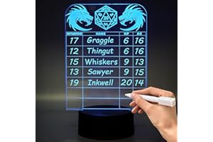 WUNHUNEW DND Initiative Tracker for DM, Unique Erasable Acrylic Light with Pen, Fantasy D&D Combat Health Tracker, Dungeon Master Tool for Dungeons and Dragons 5e Gifts Pathfinder Tabletop RPG Accessories