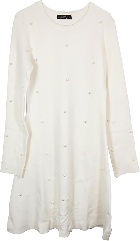 zara sweater with pearl bead cuffs