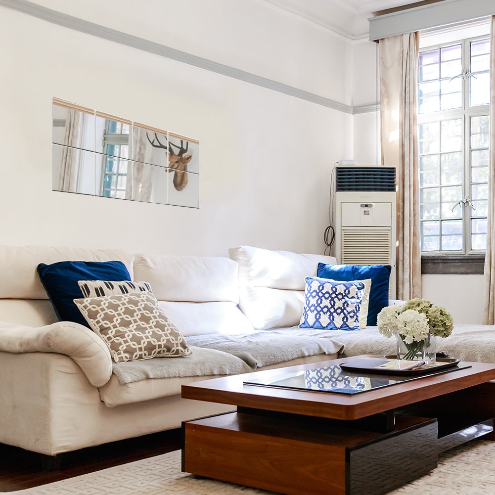 9 Piezas De Espejo Pegatinas De Pared De Plastico Cuadrado Auto