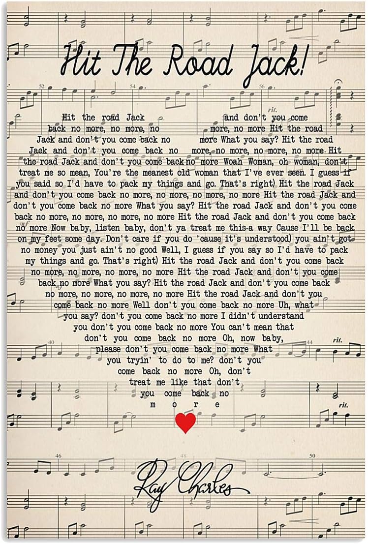 Amazon Com Ctychico Hit The Road Jack Throttle Jazz Music Sign Heart Shaped Lyrics Song Hobbies Wall Art Print Painting Home Decor Gifts For Lovers Poster Posters Prints