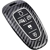 Key Fob Cover Case Fit for 2020 Hyundai Sonata 5 Buttons Keyless Entry Remote Case Holder ABS Carbon Fiber Pattern (Black)