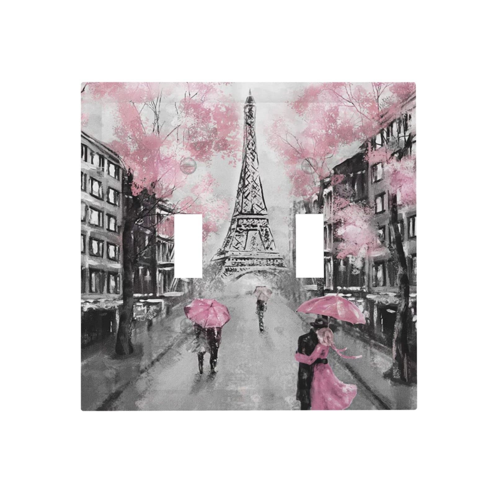 Paris Street Eiffel Tower Pink Floral 2 Gang Light