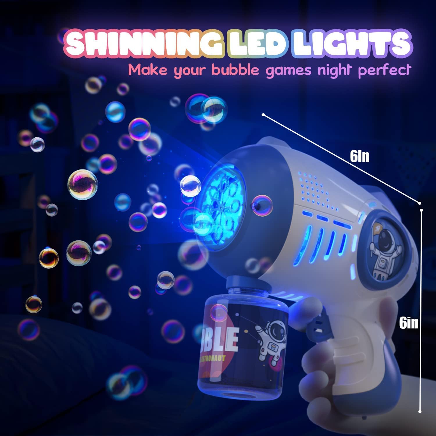 EagleStone 2er Pack automatische Seifenblasenpistole mit 8 Düsen LED Licht 2