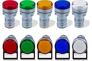 ARLETA 10pcs Energy Saving LED Indicator Light Voltage 12V/24V/110V Current 20mA Mounting Hole Size 22mm(7/8 Inch) Green Yellow Red Blue White (110V)